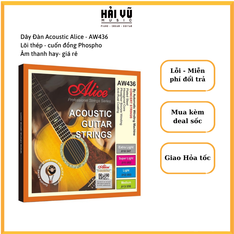 Dây đàn Guitar acoustic Alice AW436