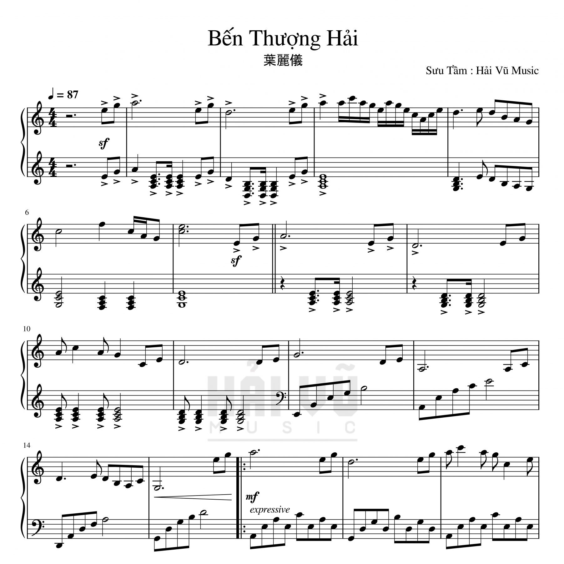 Bến Thượng Hải Sheet Piano