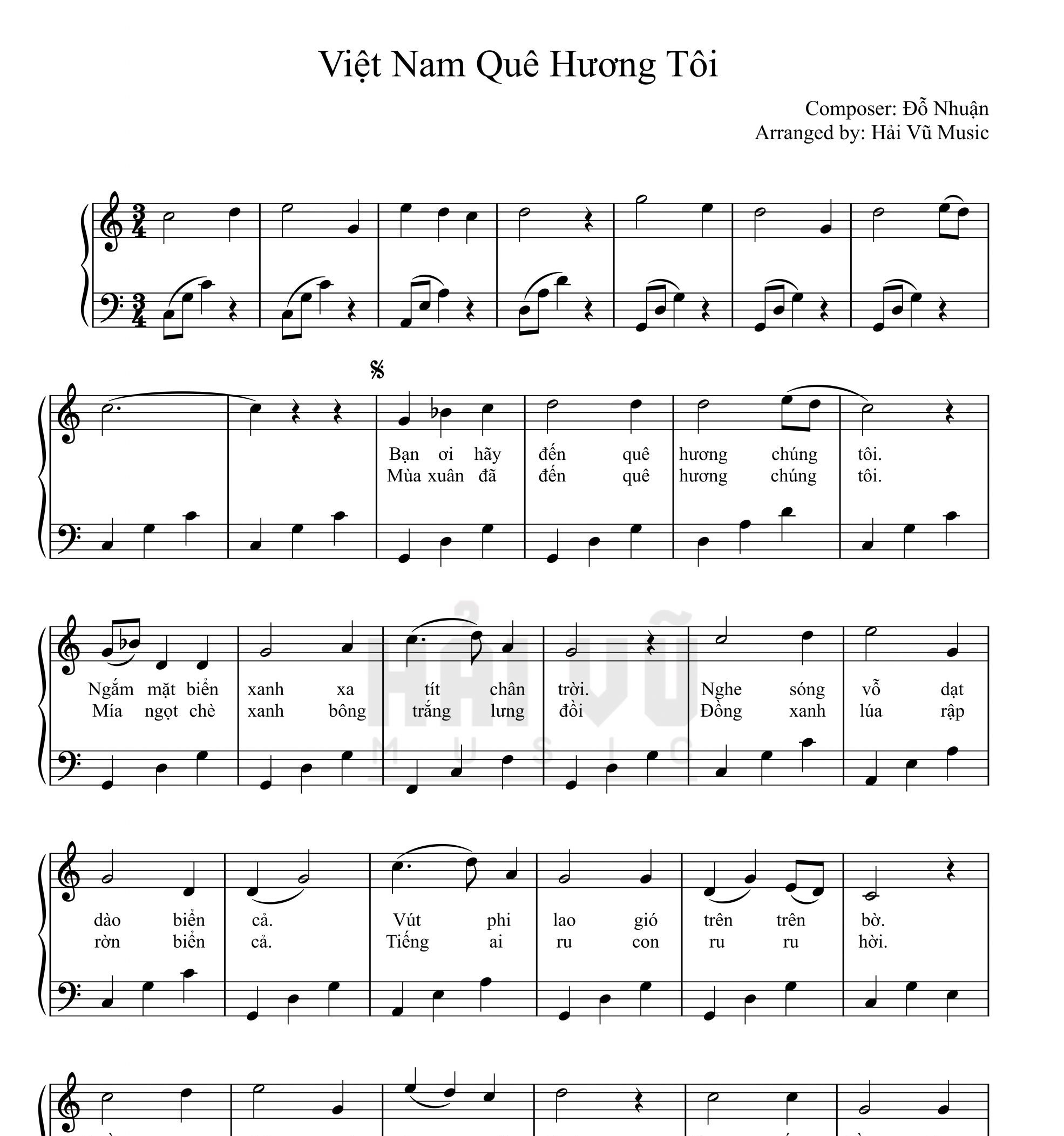 Việt Nam quê hương tôi sheet Piano