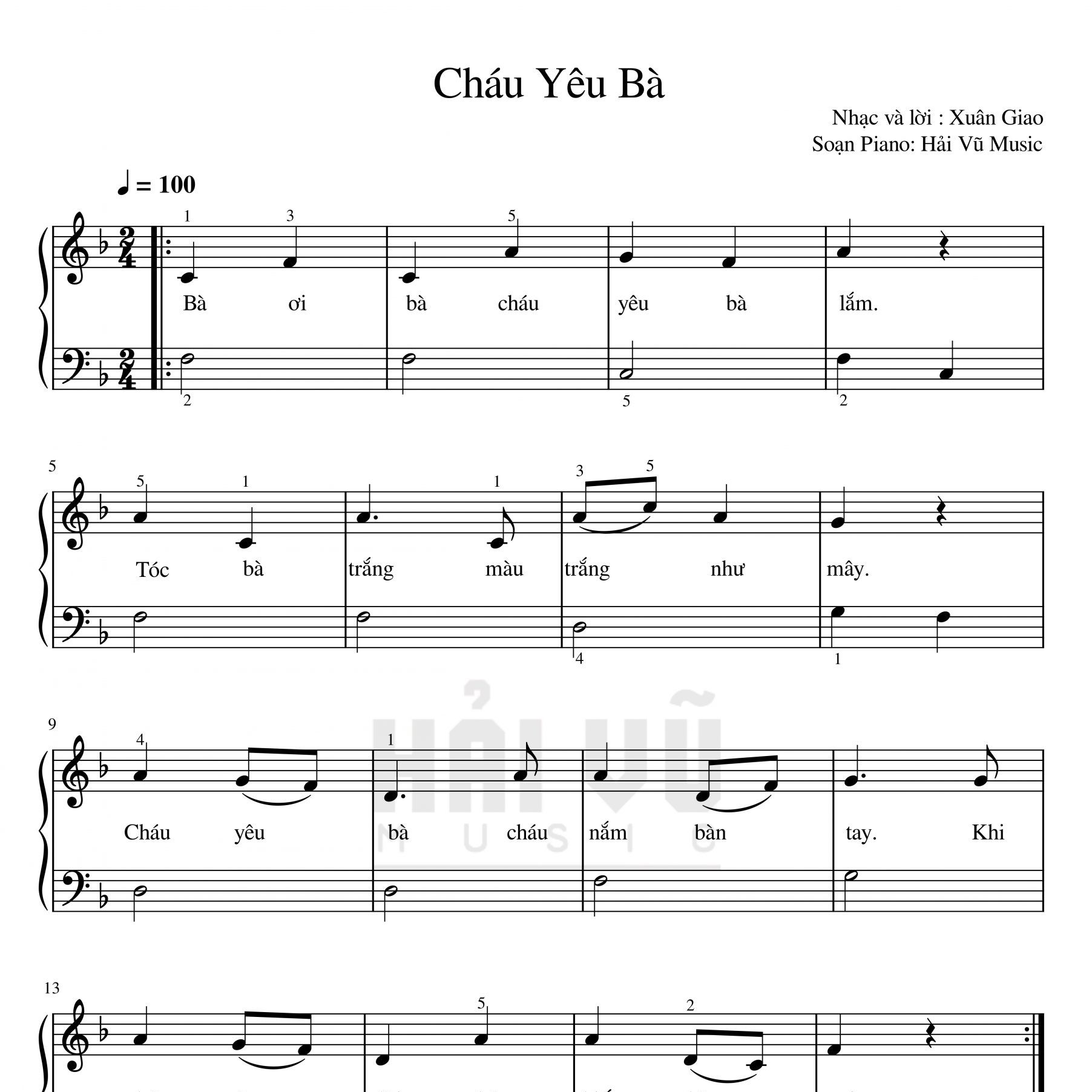 Cháu Yêu Bà sheet piano