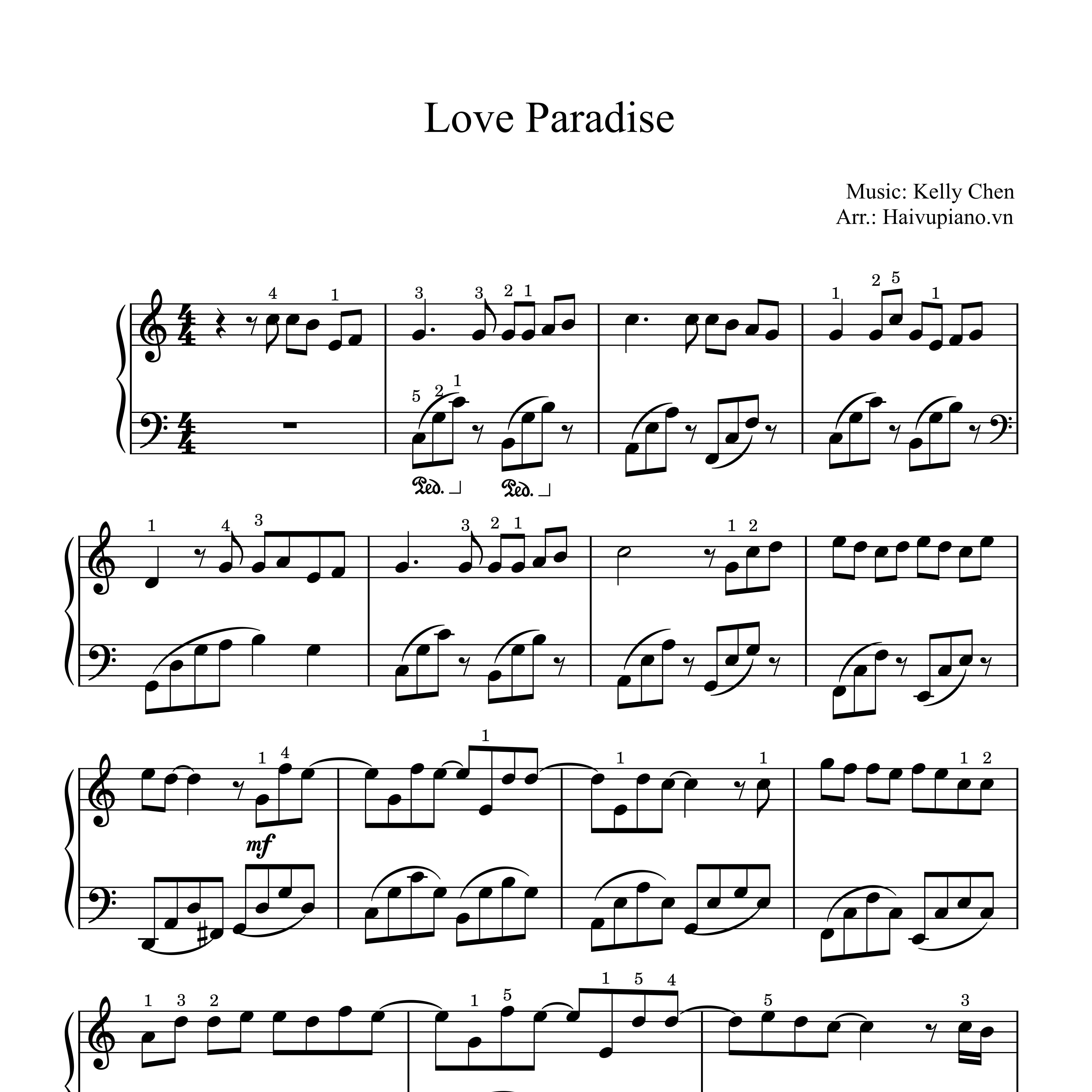 Love Paradise Piano Sheet- Kelly Chen